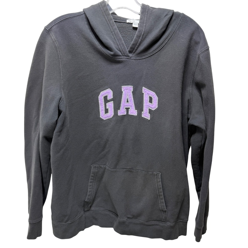 Gap Arch Logo Hoodie Mens XL Charcoal Gray Fleece Pullover Sweatshirt